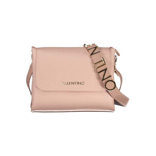 Mario Valentino Pink Leather-Finish Handbag with Contrasting Details