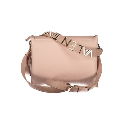 Mario Valentino Pink Leather-Finish Handbag with Contrasting Details