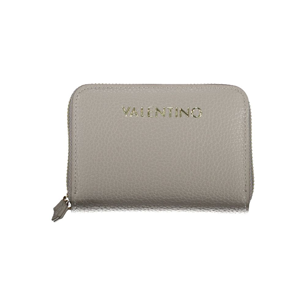 Mario Valentino Gray Leather-Finish Wallet with Logo Detailing