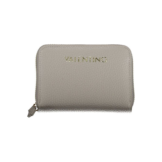 Mario Valentino Gray Leather-Finish Wallet with Logo Detailing