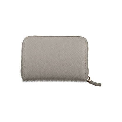 Mario Valentino Gray Leather-Finish Wallet with Logo Detailing