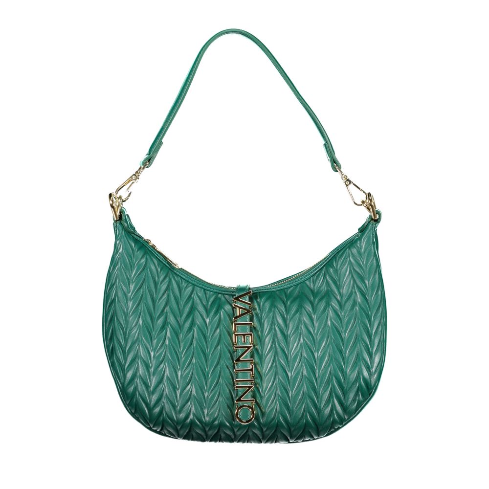 Mario Valentino Green Leather-Finish Shoulder Bag with Contrasting Details