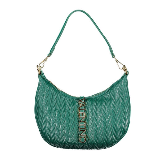 Mario Valentino Green Leather-Finish Shoulder Bag with Contrasting Details