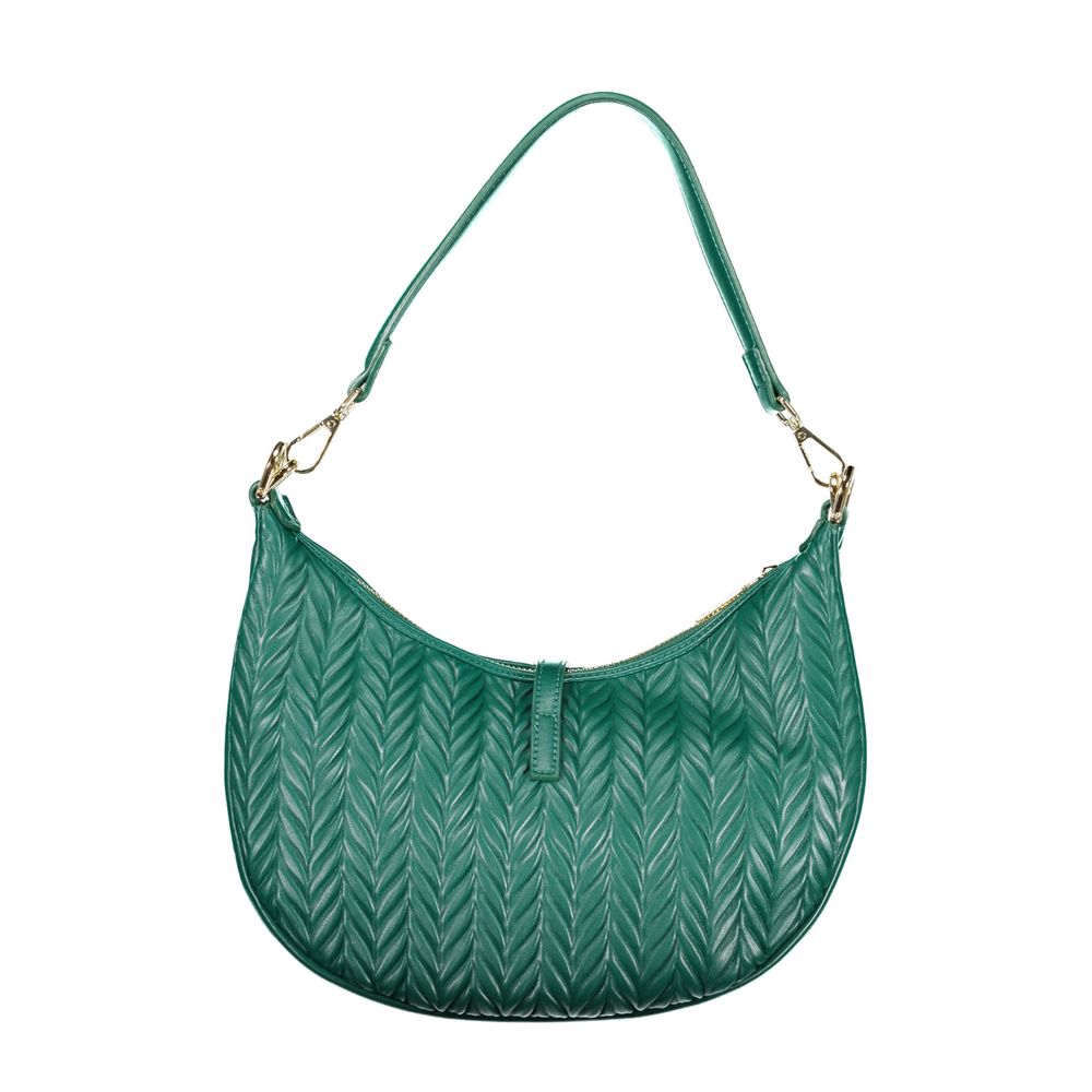 Mario Valentino Green Leather-Finish Shoulder Bag with Contrasting Details