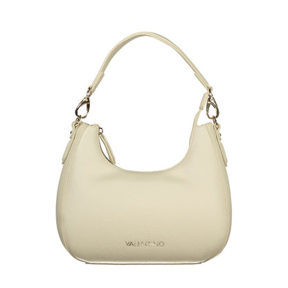 Mario Valentino Beige Smooth Leather Handbag with Logo Detail