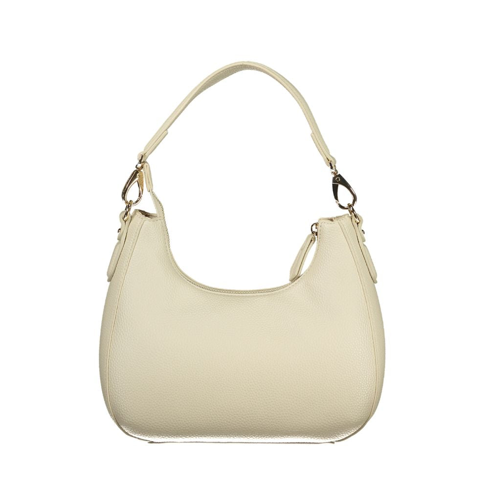 Mario Valentino Beige Smooth Leather Handbag with Logo Detail