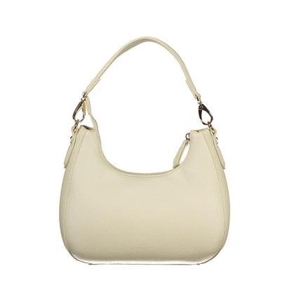 Mario Valentino Beige Smooth Leather Handbag with Logo Detail