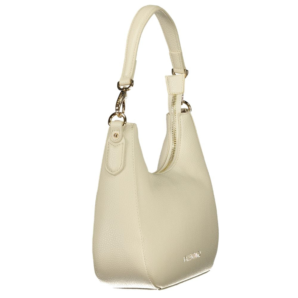 Mario Valentino Beige Smooth Leather Handbag with Logo Detail