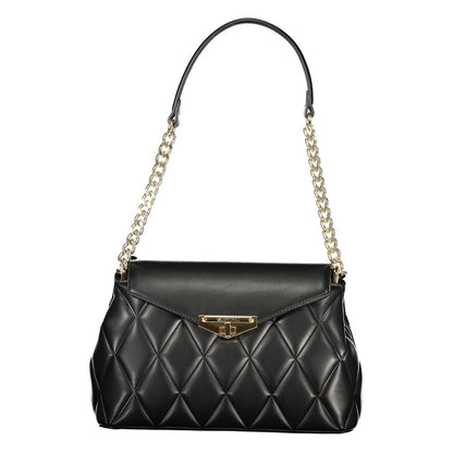 Mario Valentino Black Leather Handbag with Chain Shoulder Strap