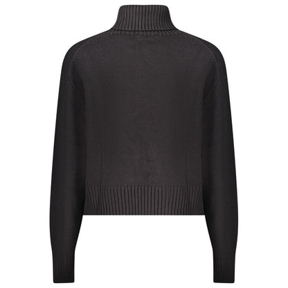 Calvin Klein Black Cotton Sweater - Long-Sleeved Turtleneck with Embroidery