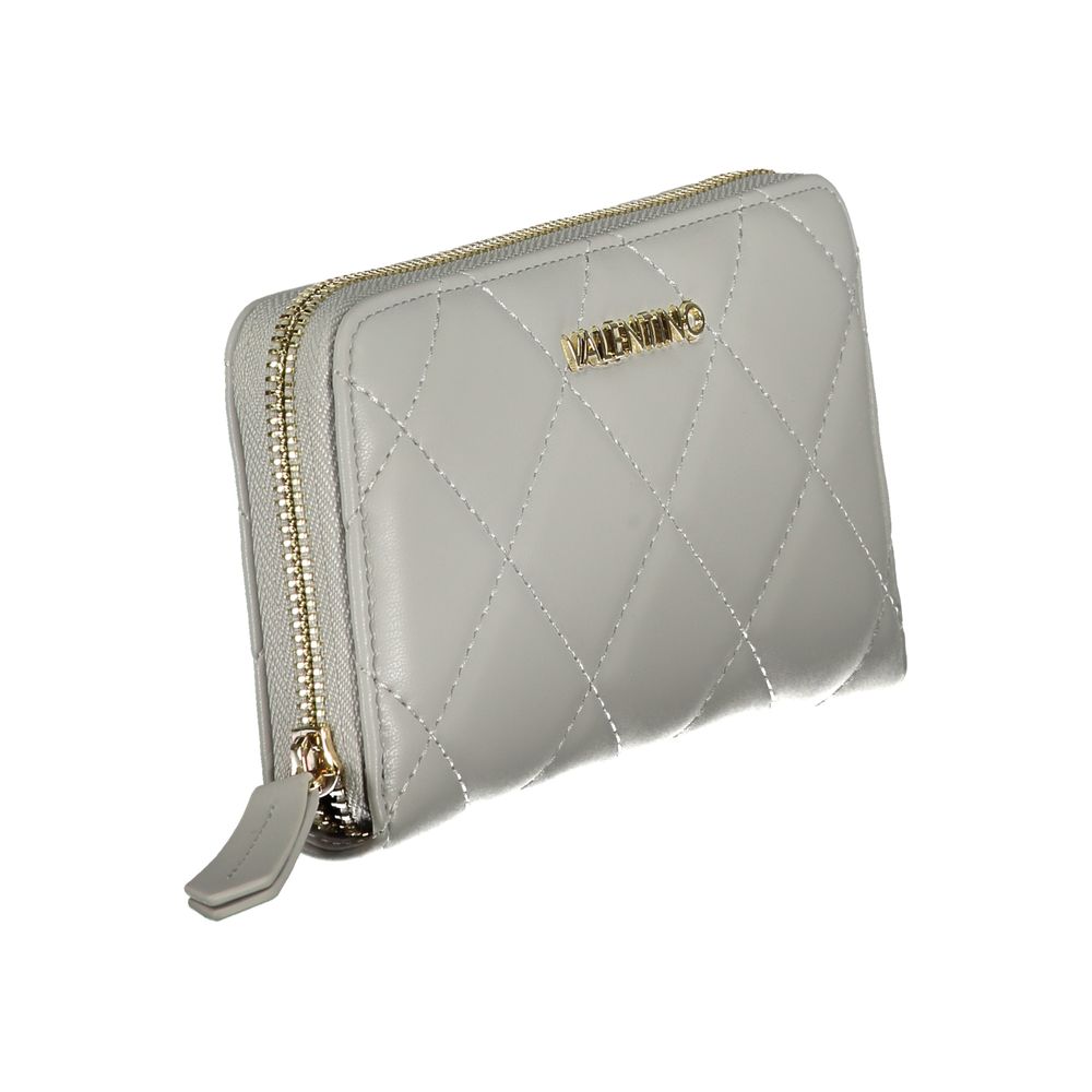 Mario Valentino Gray Leather-Finish Wallet with Elegant Details