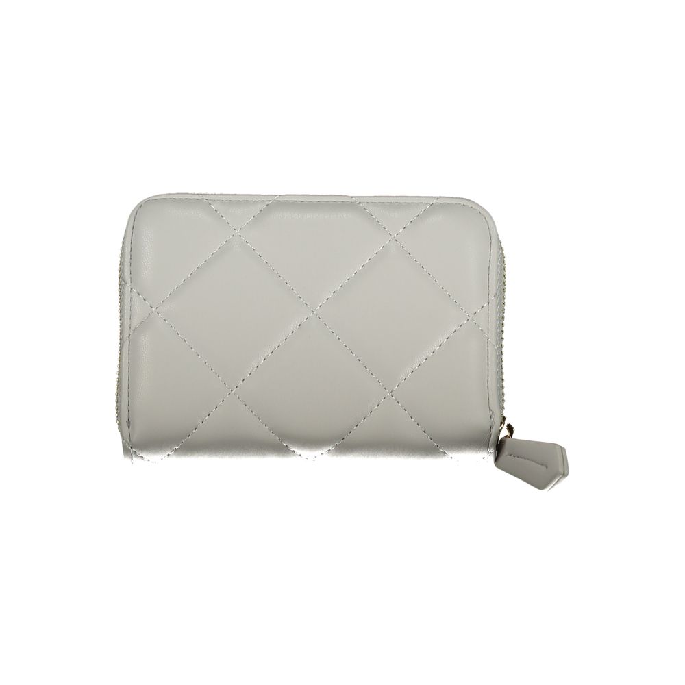 Mario Valentino Gray Leather-Finish Wallet with Zip Closure