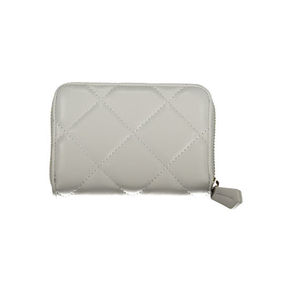 Mario Valentino Gray Leather-Finish Wallet with Zip Closure