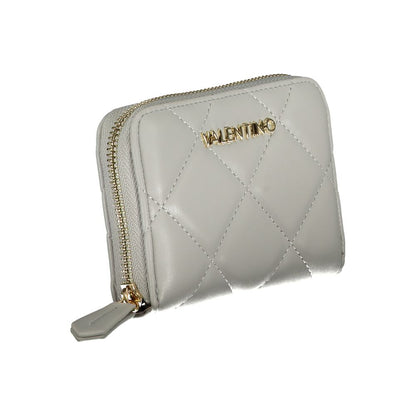 Mario Valentino Gray Leather-Finish Wallet with Zip Closure