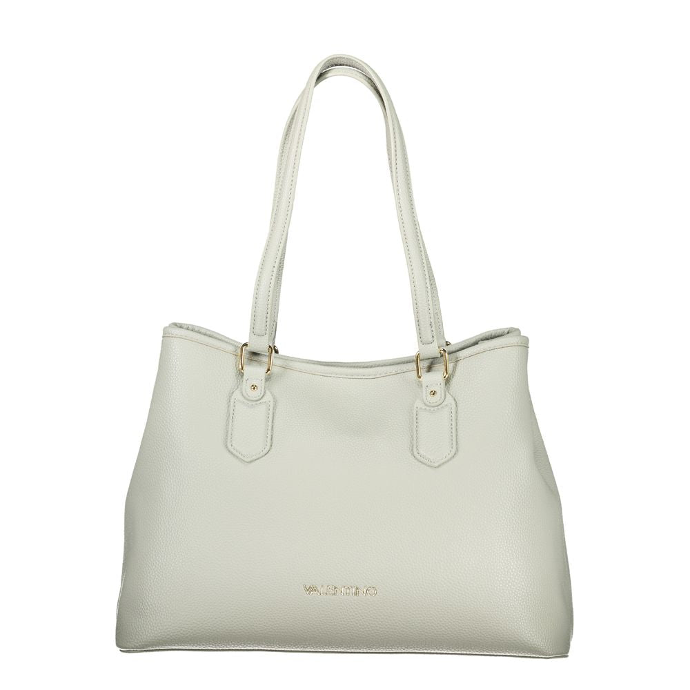 Mario Valentino Gray Leather-Finish Handbag with Elegant Design