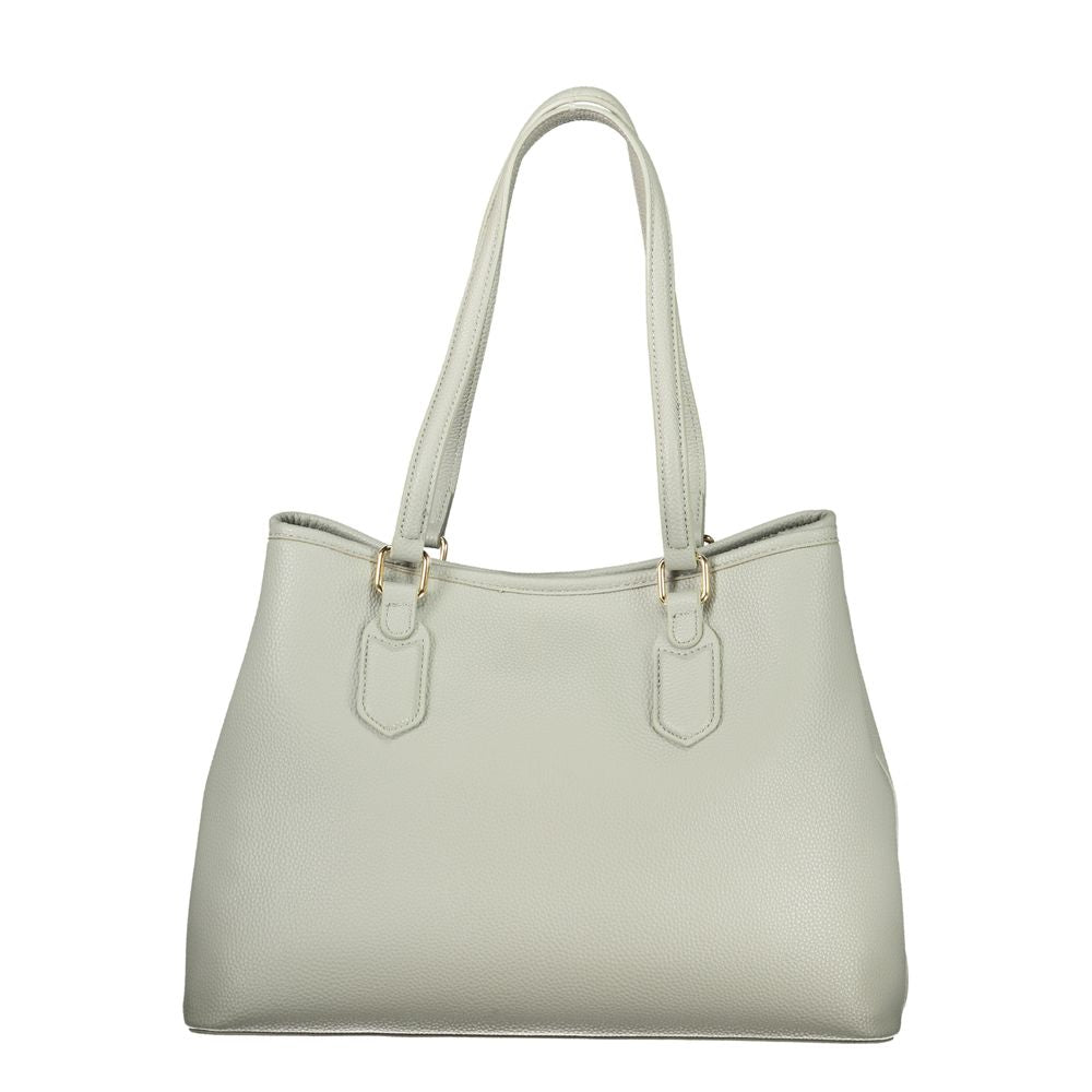 Mario Valentino Gray Leather-Finish Handbag with Elegant Design