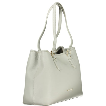 Mario Valentino Gray Leather-Finish Handbag with Elegant Design