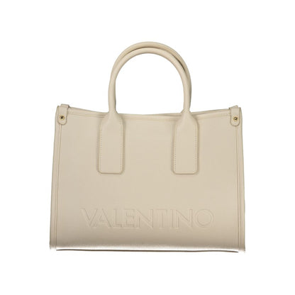 Mario Valentino Beige Leather-Finish Handbag with Adjustable Straps
