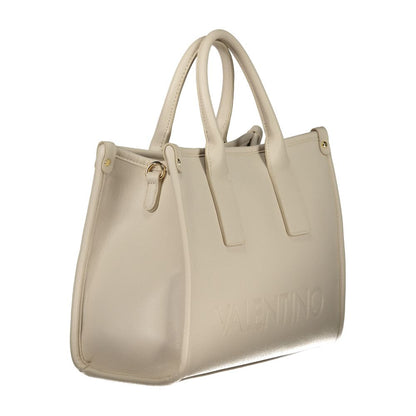 Mario Valentino Beige Leather-Finish Handbag with Adjustable Straps