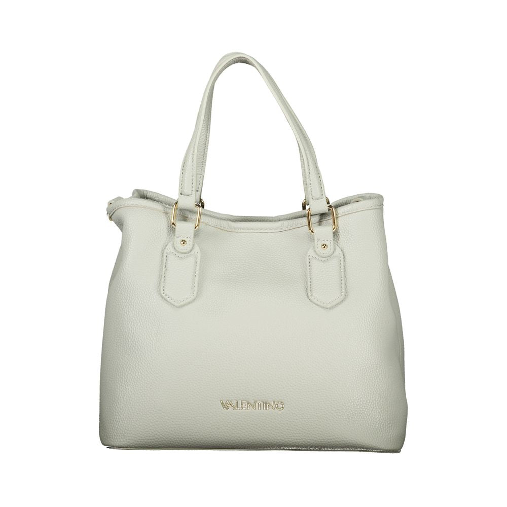 Mario Valentino Gray Leather-Finish Handbag with Adjustable Strap