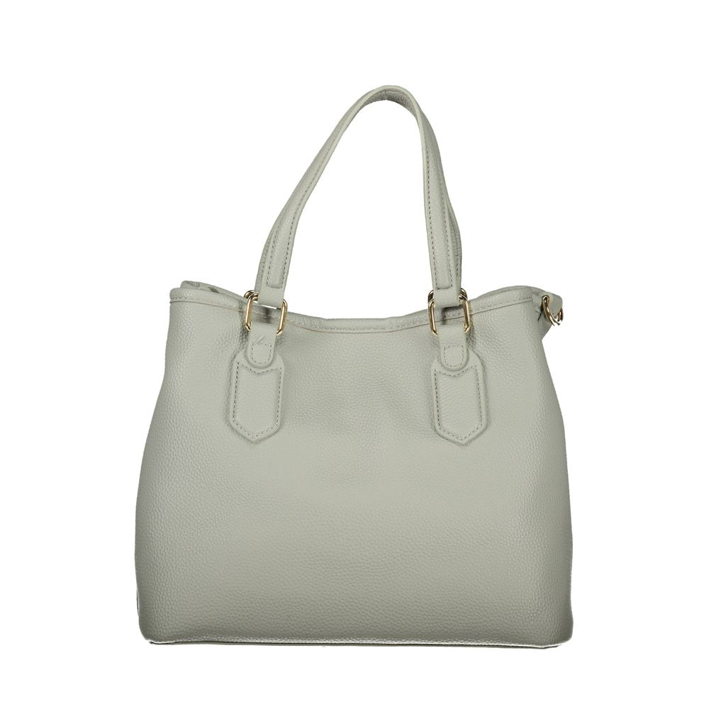 Mario Valentino Gray Leather-Finish Handbag with Adjustable Strap