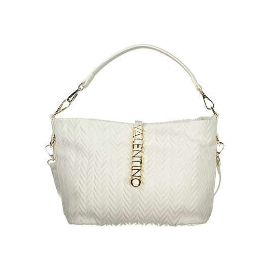 Mario Valentino White Leather-Finish Handbag with Snap Closure