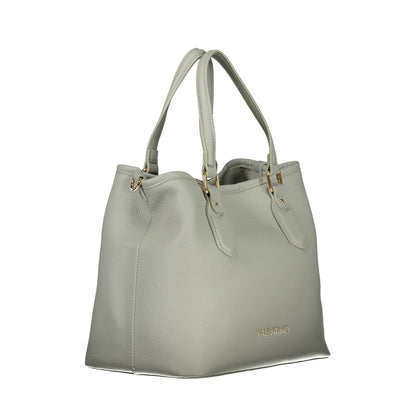 Mario Valentino Gray Leather-Finish Handbag with Adjustable Strap