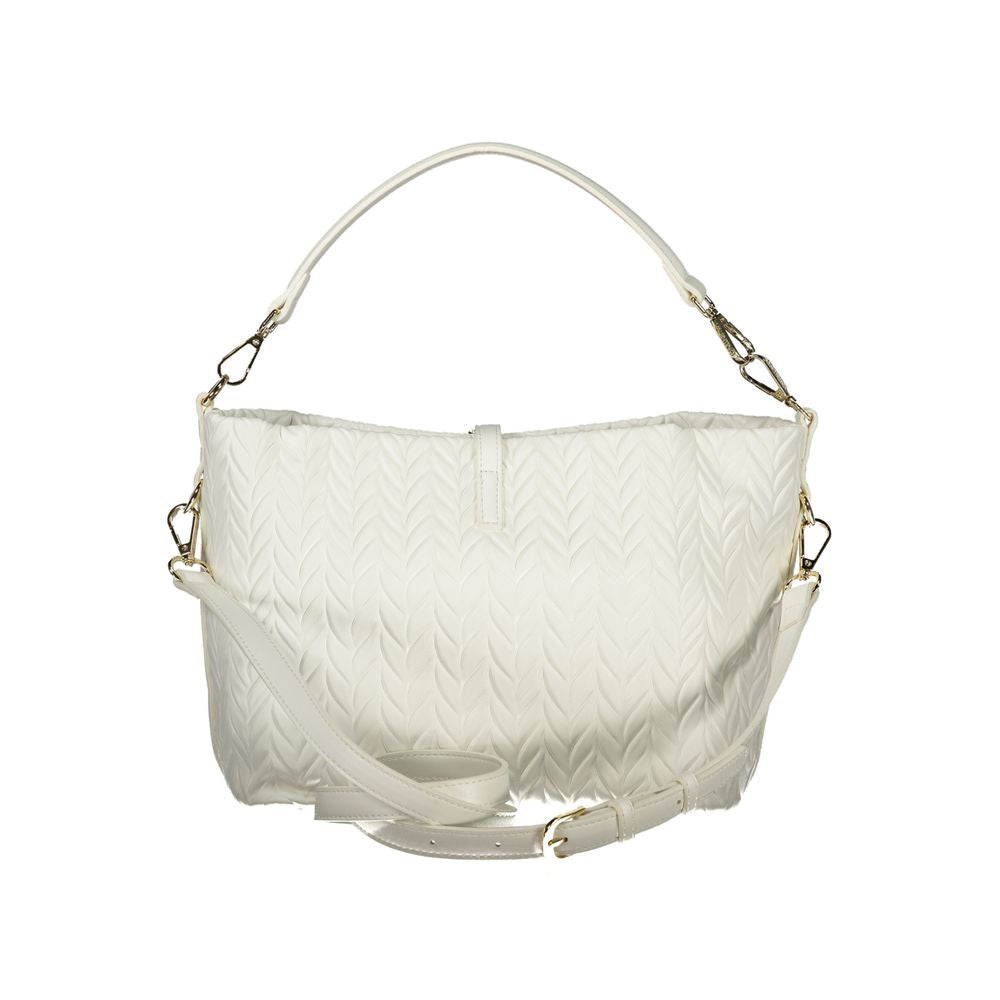 Mario Valentino White Leather-Finish Handbag with Snap Closure