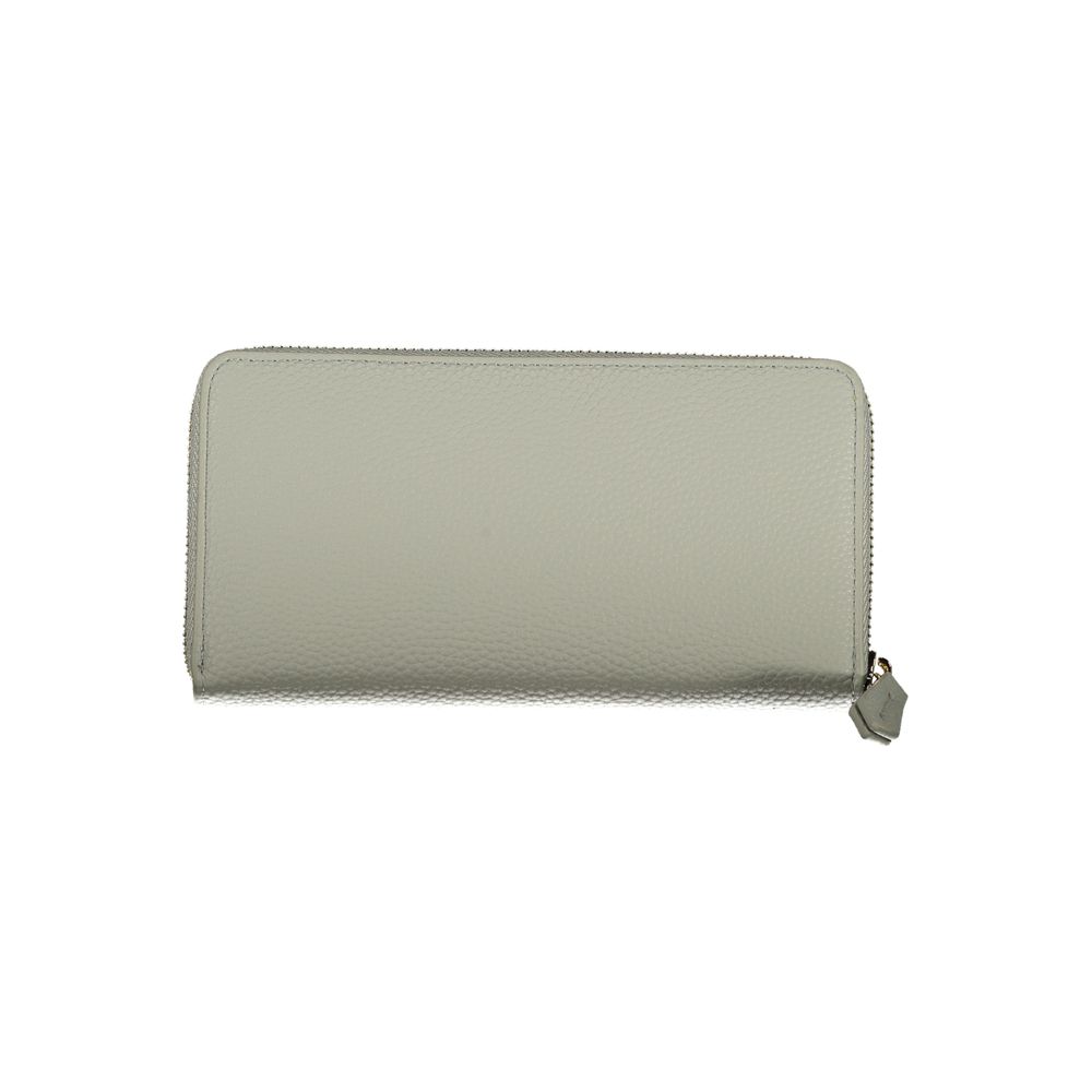 Mario Valentino Gray Leather-Finish Wallet with Double Card Spaces