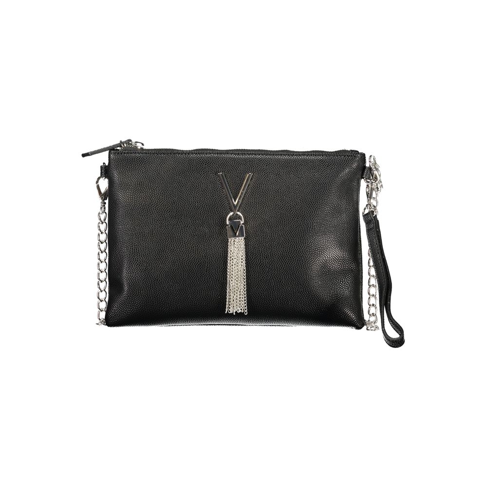 Mario Valentino Black Smooth Leather Handbag with Removable Chain Strap