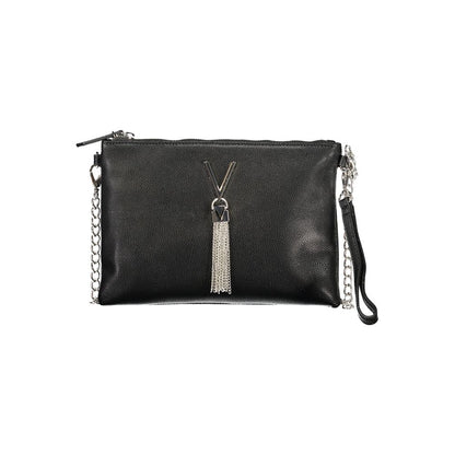 Mario Valentino Black Smooth Leather Handbag with Removable Chain Strap