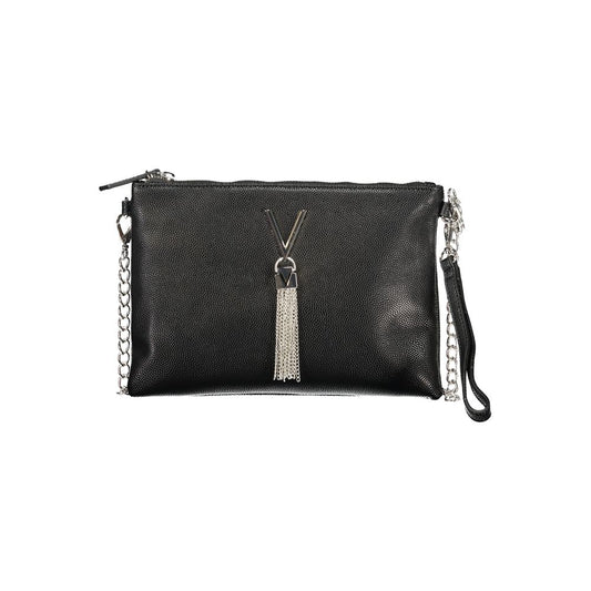 Mario Valentino Black Smooth Leather Handbag with Removable Chain Strap