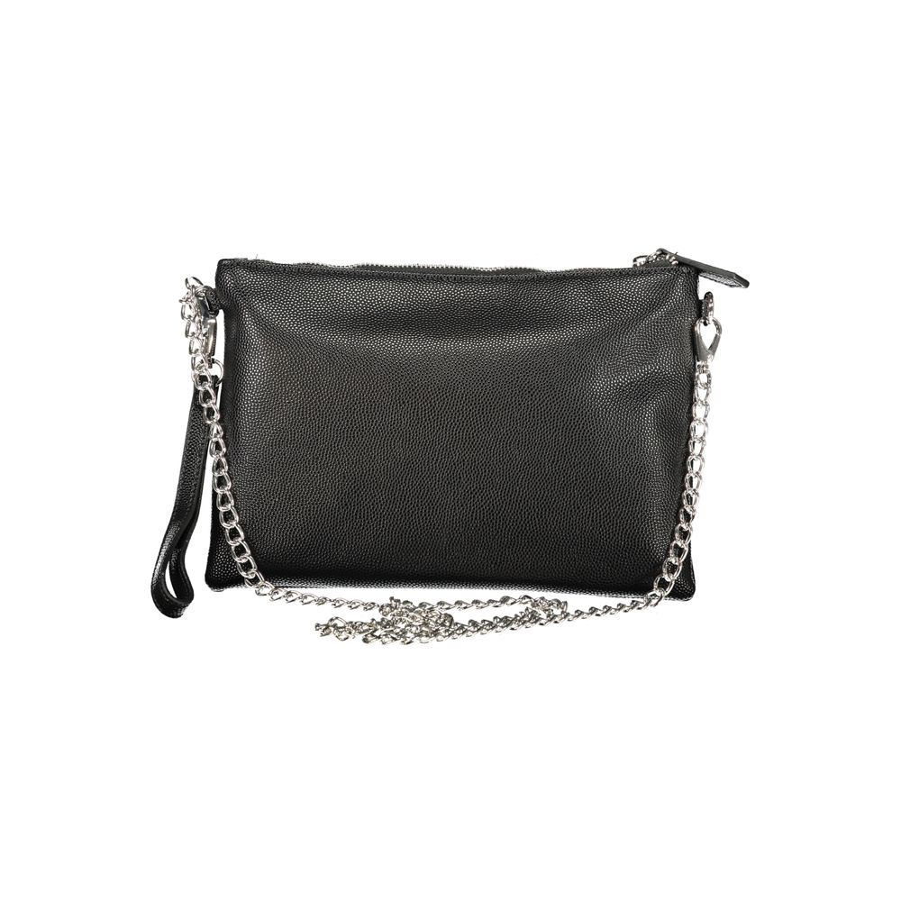 Mario Valentino Black Smooth Leather Handbag with Removable Chain Strap