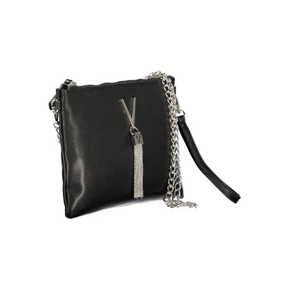 Mario Valentino Black Smooth Leather Handbag with Removable Chain Strap