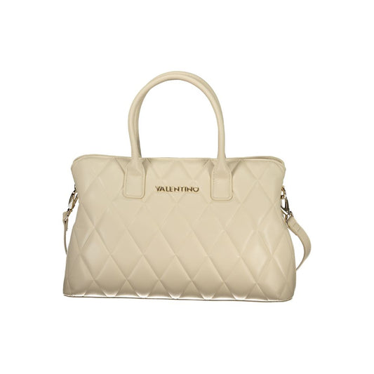Mario Valentino Beige Leather Handbag with Elegant Detailing