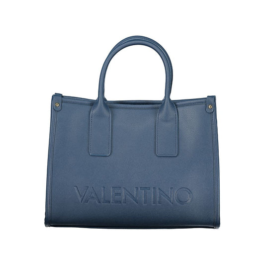 Mario Valentino Blue Leather-Finish Handbag with Dual Straps
