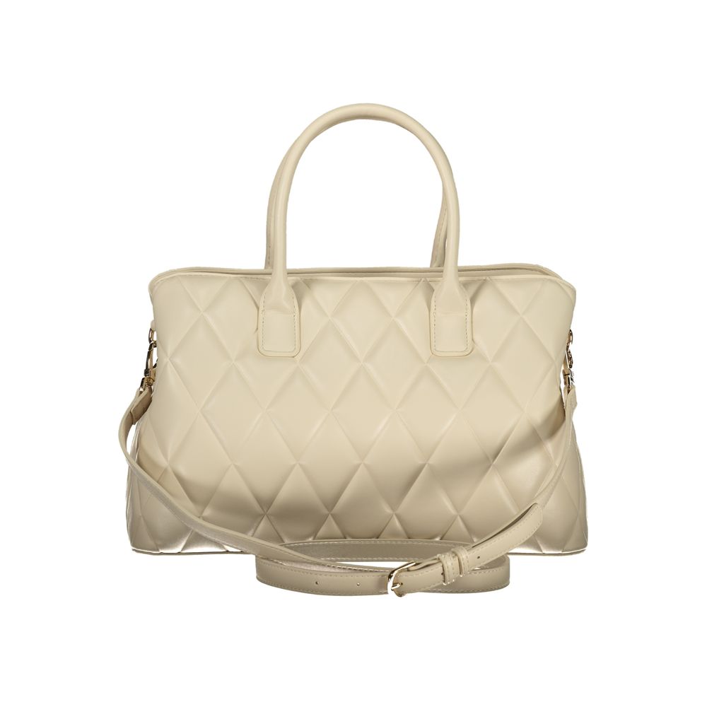 Mario Valentino Beige Leather Handbag with Elegant Detailing