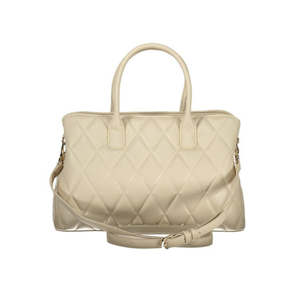 Mario Valentino Beige Leather Handbag with Elegant Detailing