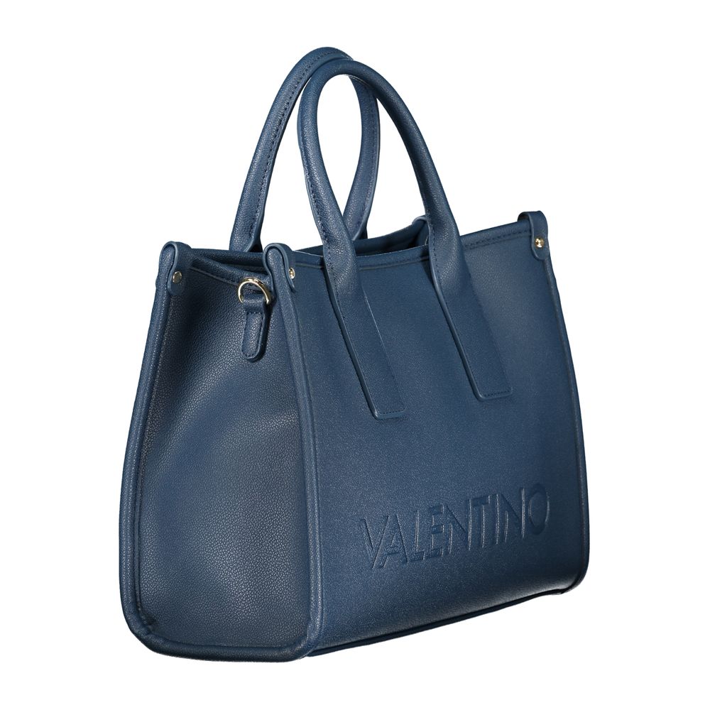 Mario Valentino Blue Leather-Finish Handbag with Dual Straps