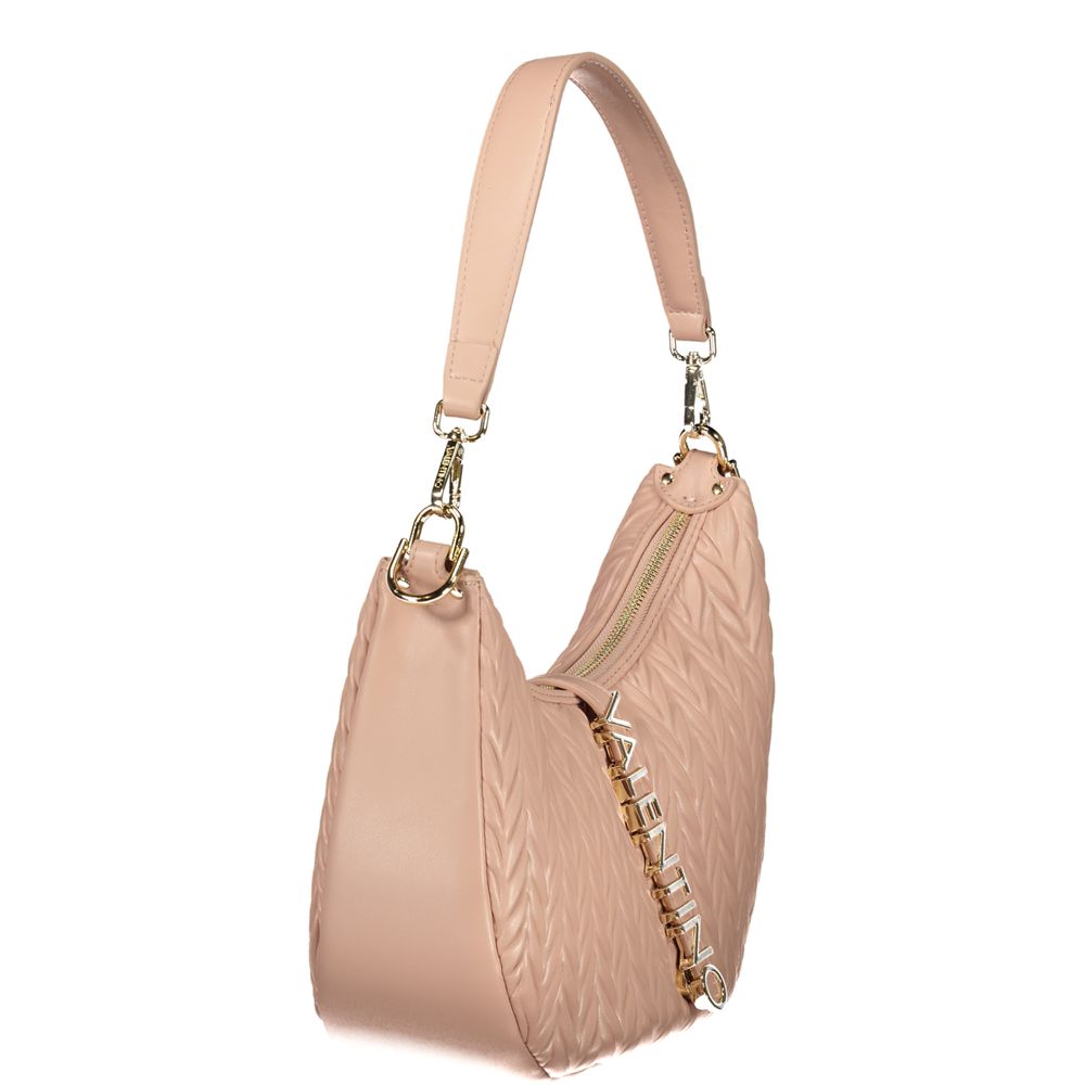 Mario Valentino Pink Grained Leather Handbag with Adjustable Strap
