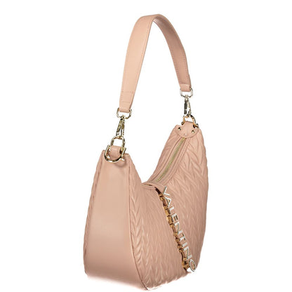 Mario Valentino Pink Grained Leather Handbag with Adjustable Strap