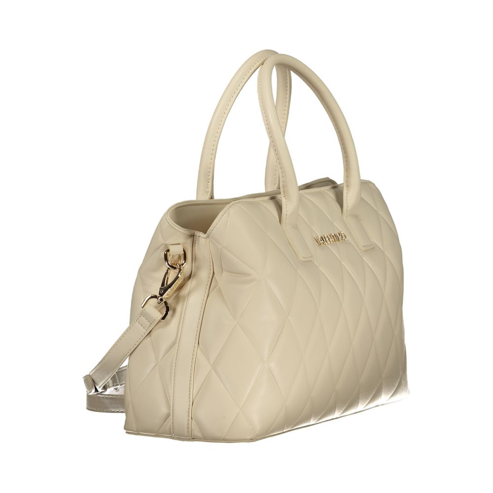 Mario Valentino Beige Leather Handbag with Elegant Detailing