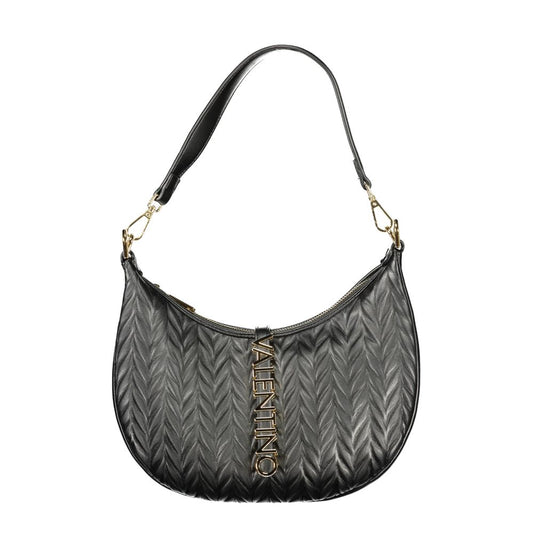 Mario Valentino Black Leather Shoulder Bag with Contrasting Details