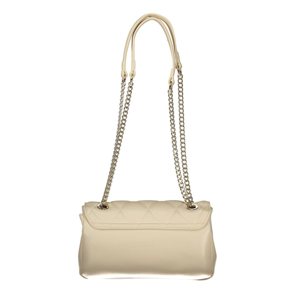 Mario Valentino Beige Leather Handbag with Chain Handles