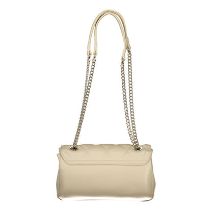 Mario Valentino Beige Leather Handbag with Chain Handles