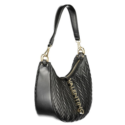 Mario Valentino Black Leather Shoulder Bag with Contrasting Details
