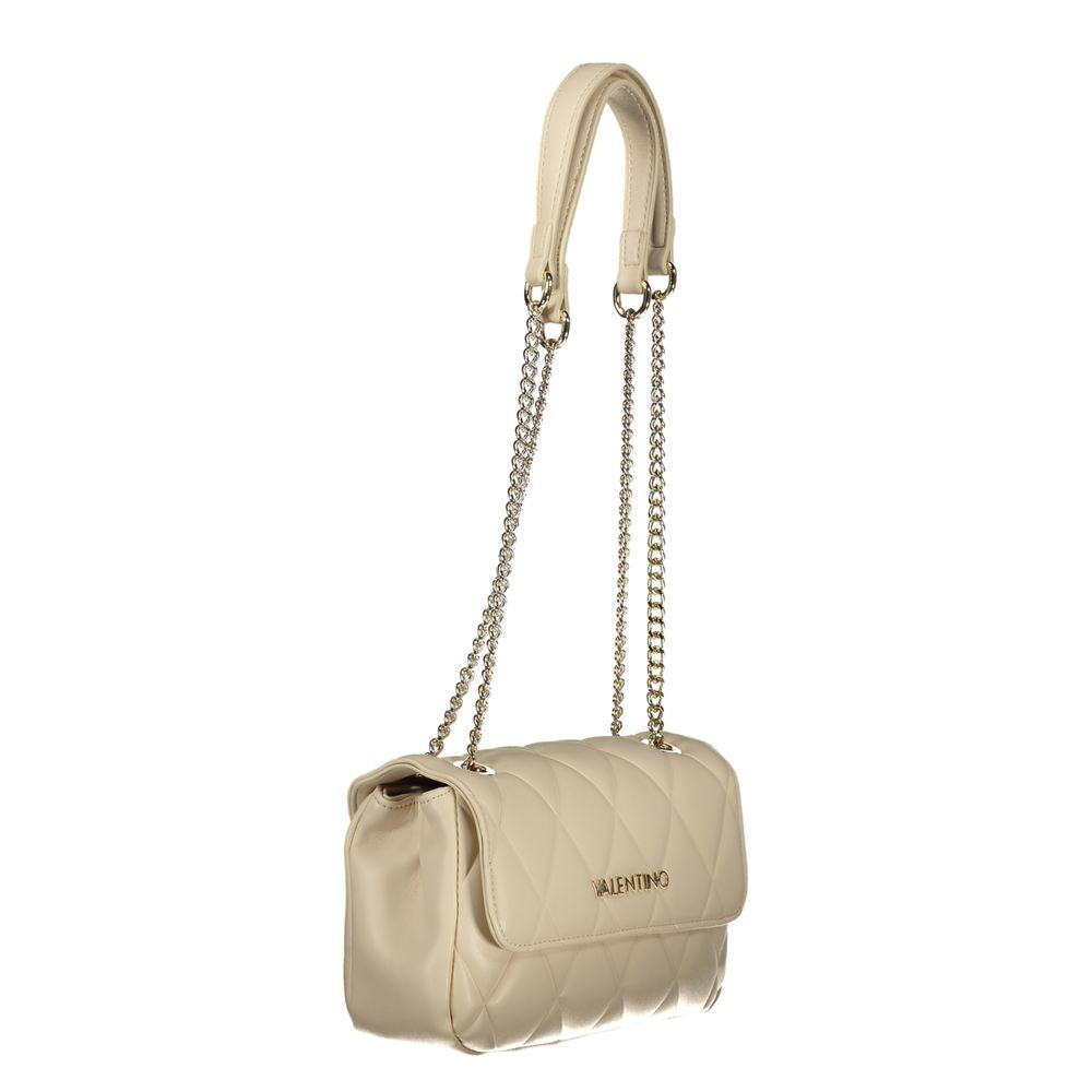 Mario Valentino Beige Leather Handbag with Chain Handles