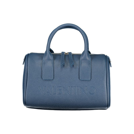 Mario Valentino Blue Leather-Finish Handbag with Dual Straps