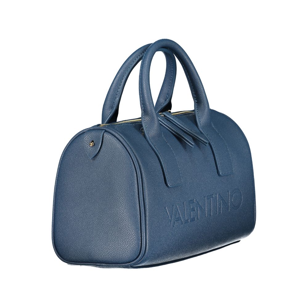 Mario Valentino Blue Leather-Finish Handbag with Dual Straps