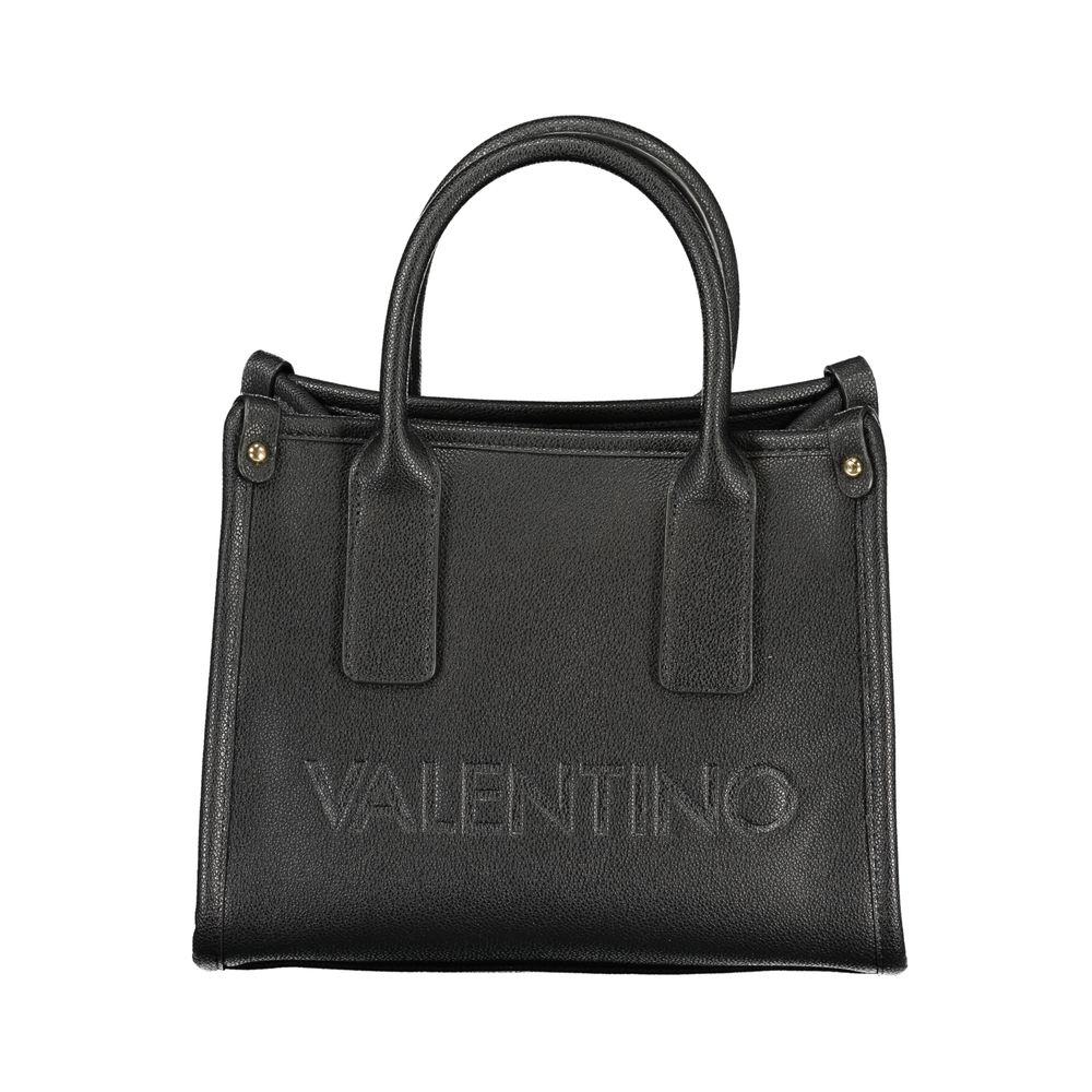 Mario Valentino Black Smooth Leather Handbag with Dual Straps